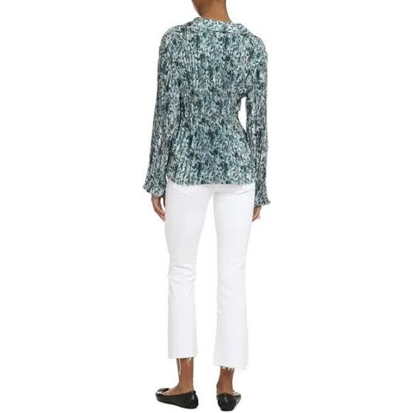 Vince Green Floral Regency Old Money Cottagecore Luxury Designer Button Up Top - Picture 2 of 10